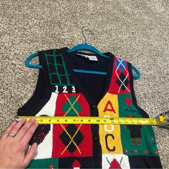Vintage school teacher “ABC" themed knit sweater vest-womens Petite Medium! - Picture 15 of 16